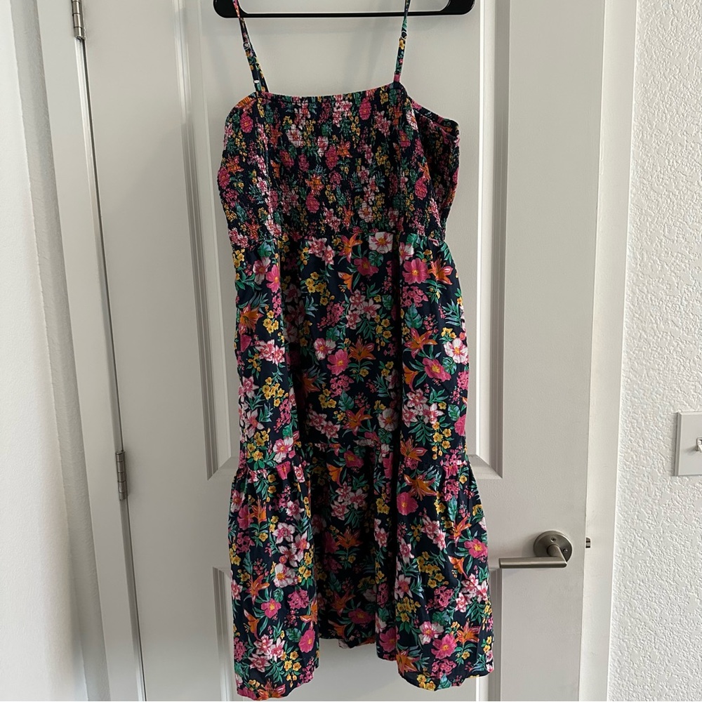 J. Crew Floral Midi Dress - Pink and Green